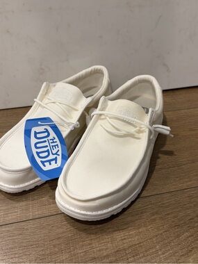 Hey Dude Wally slub white Canvas Slip-On Casual Shoes , New